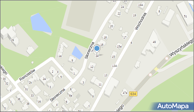 Zielonka, Słoneczna, 14, mapa Zielonka