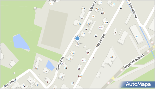 Zielonka, Słoneczna, 20, mapa Zielonka