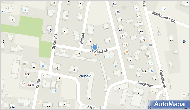 Zielonki-Parcela, Słoneczna, 3, mapa Zielonki-Parcela