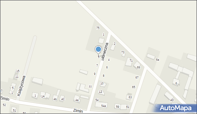 Zimin, Słoneczna, 5, mapa Zimin