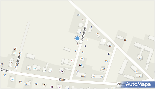 Zimin, Słoneczna, 7, mapa Zimin