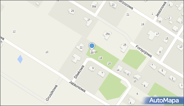 Żołędowo, Śliwkowa, 20, mapa Żołędowo