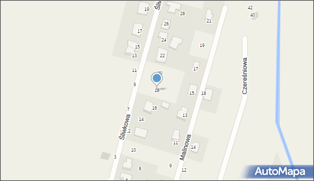 Żórawina, Śliwkowa, 18, mapa Żórawina