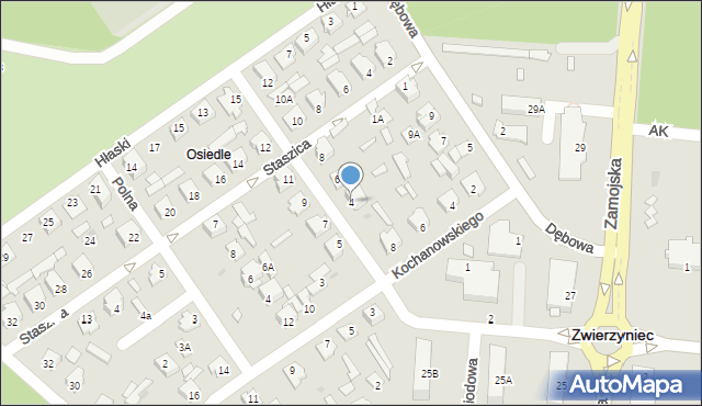 Zwierzyniec, Słowackiego Juliusza, 4, mapa Zwierzyniec