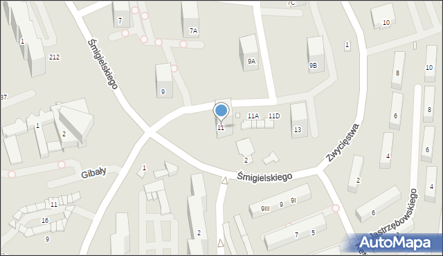 Będzin, Śmigielskiego Adama, ks. bp., 11, mapa Będzin