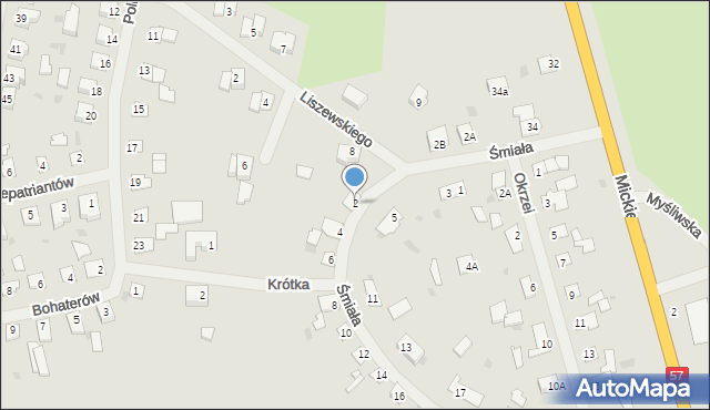 Biskupiec, Śmiała, 2, mapa Biskupiec