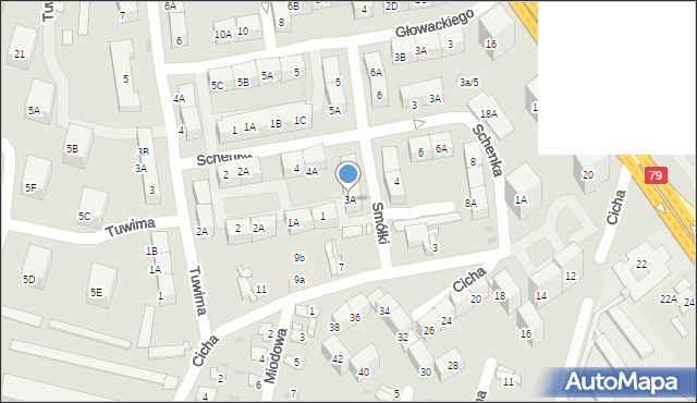 Bytom, Smółki Franciszka, 3A, mapa Bytomia