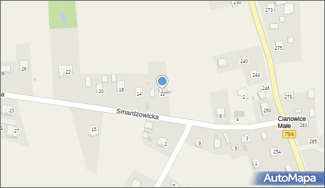 Cianowice, Smardzowicka, 12, mapa Cianowice