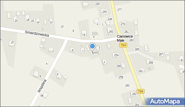Cianowice, Smardzowicka, 5, mapa Cianowice