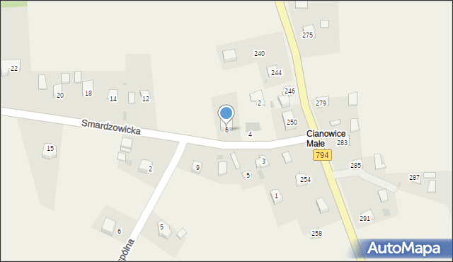 Cianowice, Smardzowicka, 6, mapa Cianowice