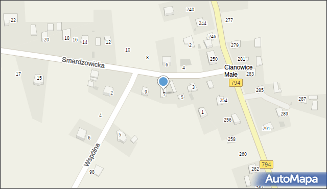 Cianowice, Smardzowicka, 7, mapa Cianowice