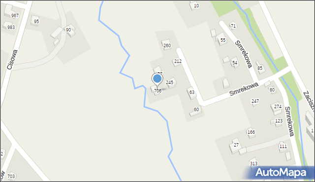Jaworze, Smrekowa, 706, mapa Jaworze