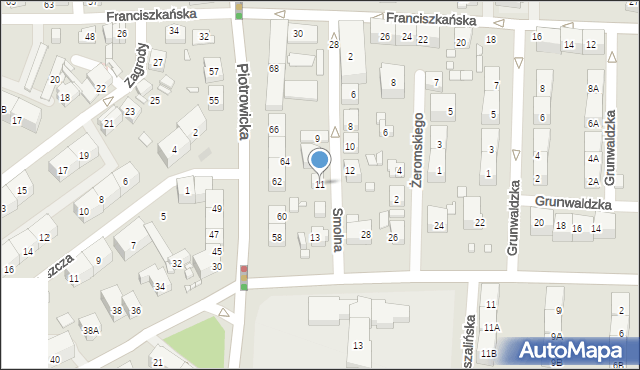 Katowice, Smolna, 11, mapa Katowic