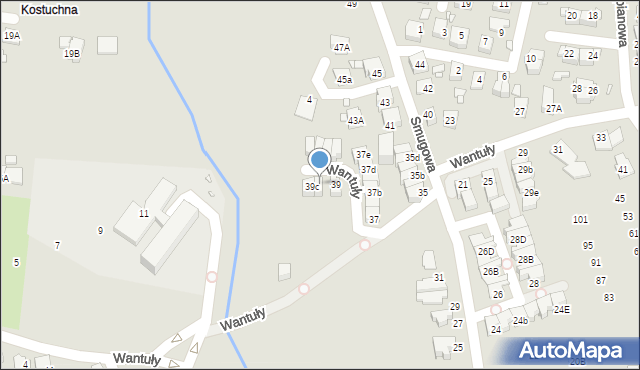 Katowice, Smugowa, 39b, mapa Katowic