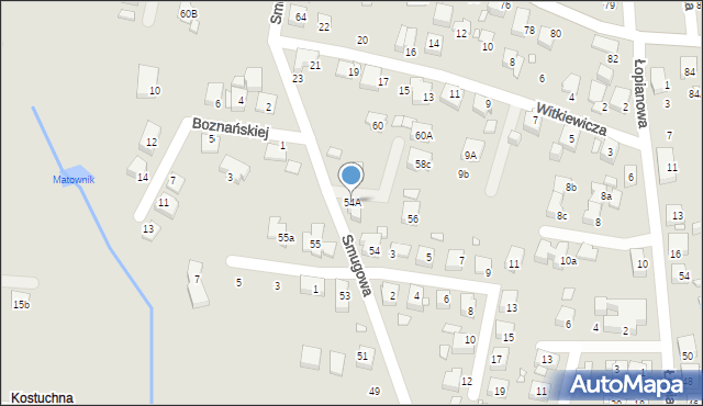 Katowice, Smugowa, 54A, mapa Katowic