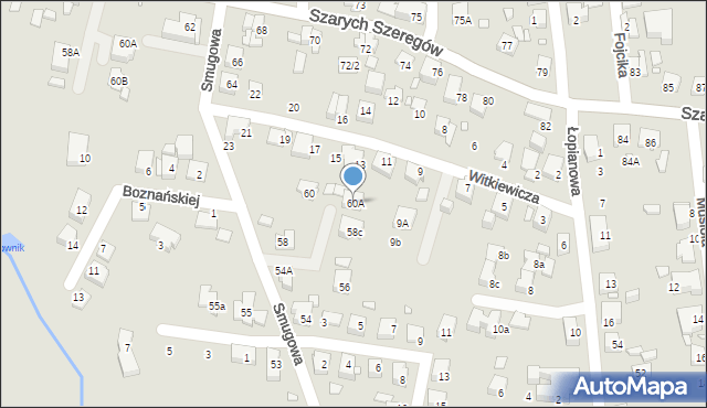 Katowice, Smugowa, 60A, mapa Katowic