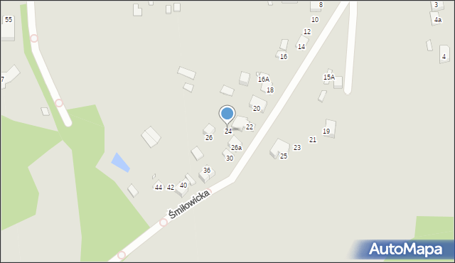 Katowice, Śmiłowicka, 24, mapa Katowic