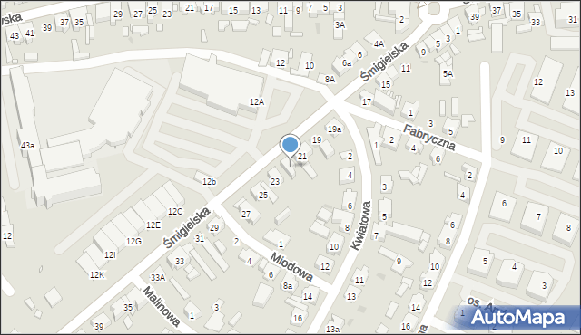 Kościan, Śmigielska, 21a, mapa Kościan