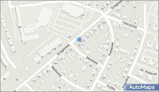 Kościan, Śmigielska, 27, mapa Kościan