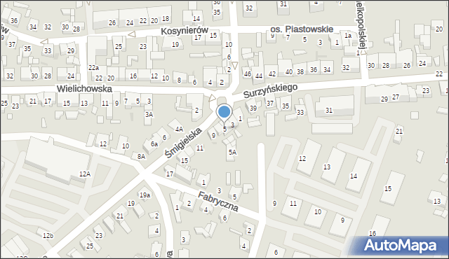 Kościan, Śmigielska, 5, mapa Kościan