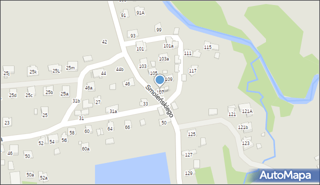 Kraków, Smoleńskiego Jerzego, 107, mapa Krakowa