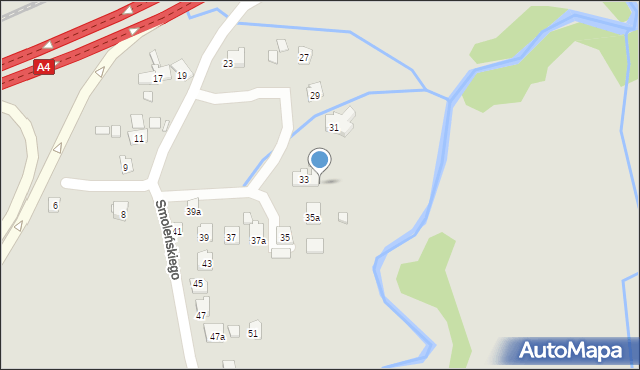 Kraków, Smoleńskiego Jerzego, 33a, mapa Krakowa