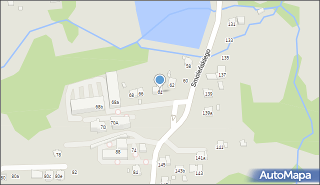 Kraków, Smoleńskiego Jerzego, 64, mapa Krakowa