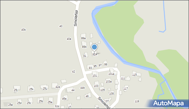 Kraków, Smoleńskiego Jerzego, 91A, mapa Krakowa