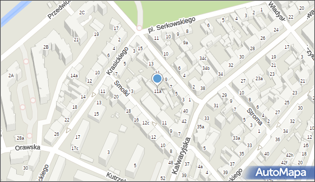 Kraków, Smolki, 11a, mapa Krakowa