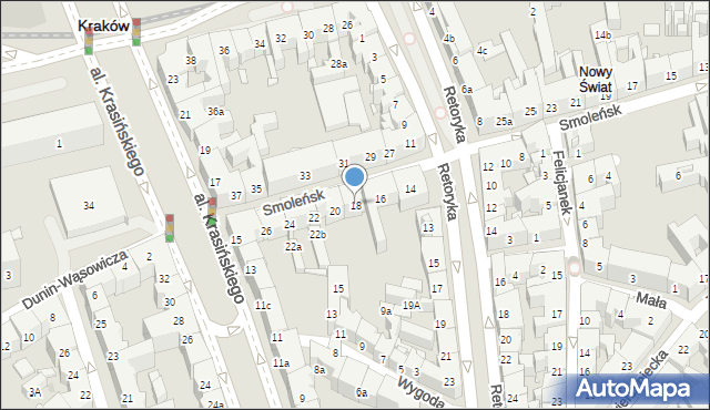 Kraków, Smoleńsk, 18, mapa Krakowa