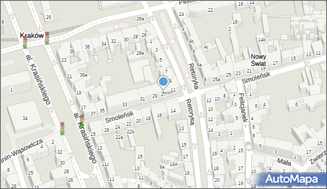 Kraków, Smoleńsk, 27, mapa Krakowa