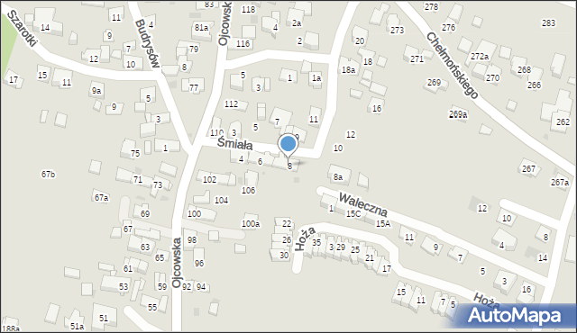 Kraków, Śmiała, 8, mapa Krakowa