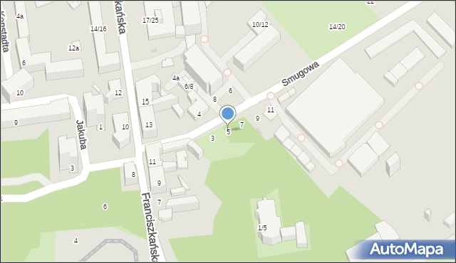 Łódź, Smugowa, 5, mapa Łodzi