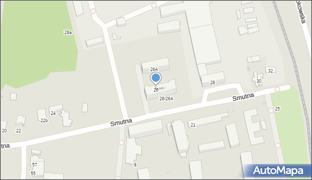 Łódź, Smutna, 26, mapa Łodzi