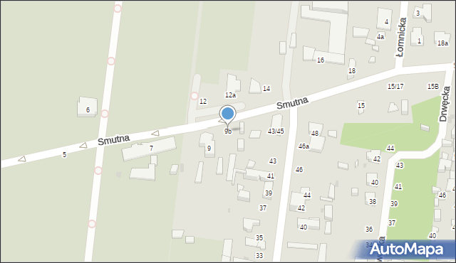 Łódź, Smutna, 9b, mapa Łodzi