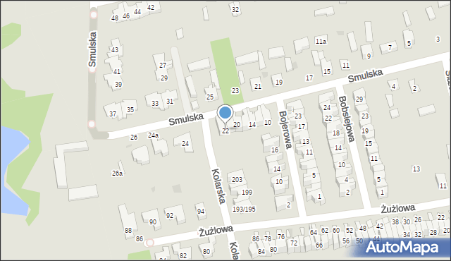 Łódź, Smulska, 22, mapa Łodzi