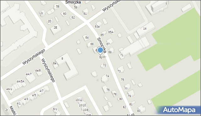 Mielec, Smoczka, 70, mapa Mielca