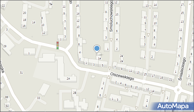Oświęcim, Smoluchowskiego Mariana, 1g, mapa Oświęcimia