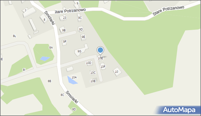 Potrzanowo, Smolarki, 10E, mapa Potrzanowo