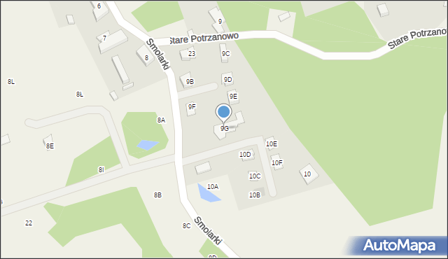 Potrzanowo, Smolarki, 9G, mapa Potrzanowo