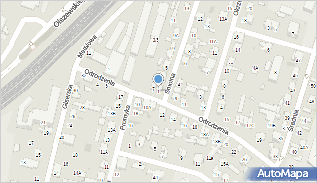 Radom, Smolna, 1, mapa Radomia