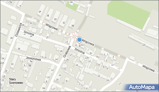 Sosnowiec, Smolna, 9, mapa Sosnowca