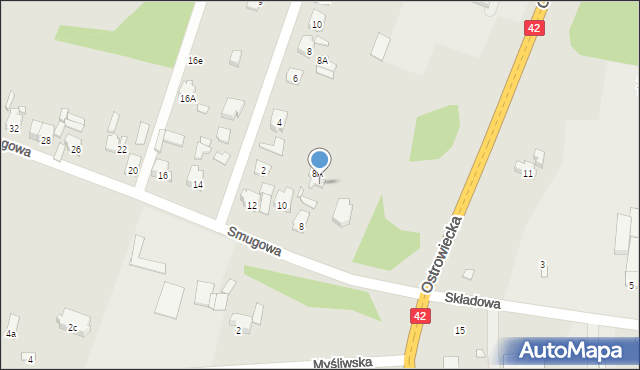 Starachowice, Smugowa, 8B, mapa Starachowic