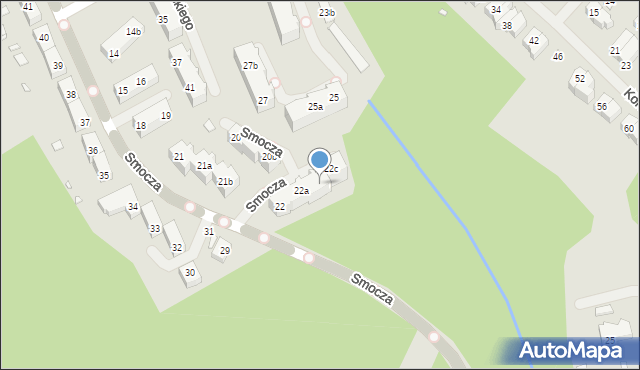 Szczecin, Smocza, 22b, mapa Szczecina