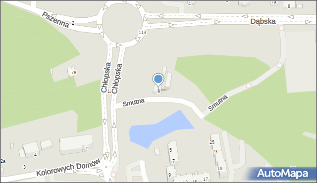 Szczecin, Smutna, 9, mapa Szczecina