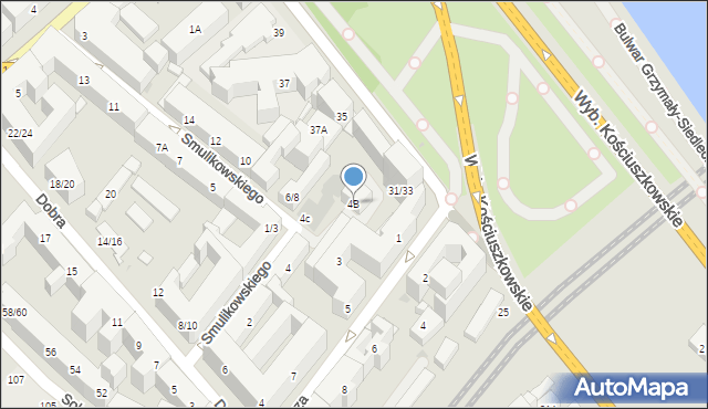 Warszawa, Smulikowskiego Juliana, 4B, mapa Warszawy