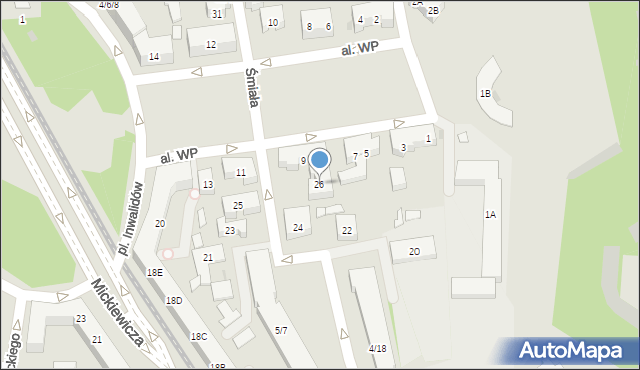 Warszawa, Śmiała, 26, mapa Warszawy