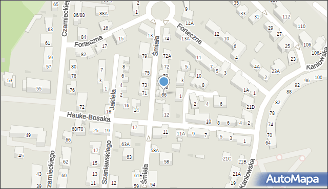 Warszawa, Śmiała, 66, mapa Warszawy