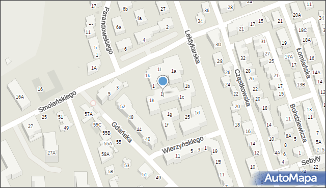 Warszawa, Smoleńskiego Władysława, 1j, mapa Warszawy