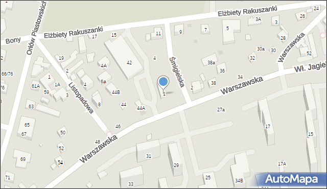 Warszawa, Śmigielska, 1, mapa Warszawy